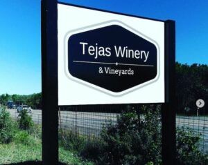 Tejas Winery RIgid Road Sign by Lakeside Design Graphics